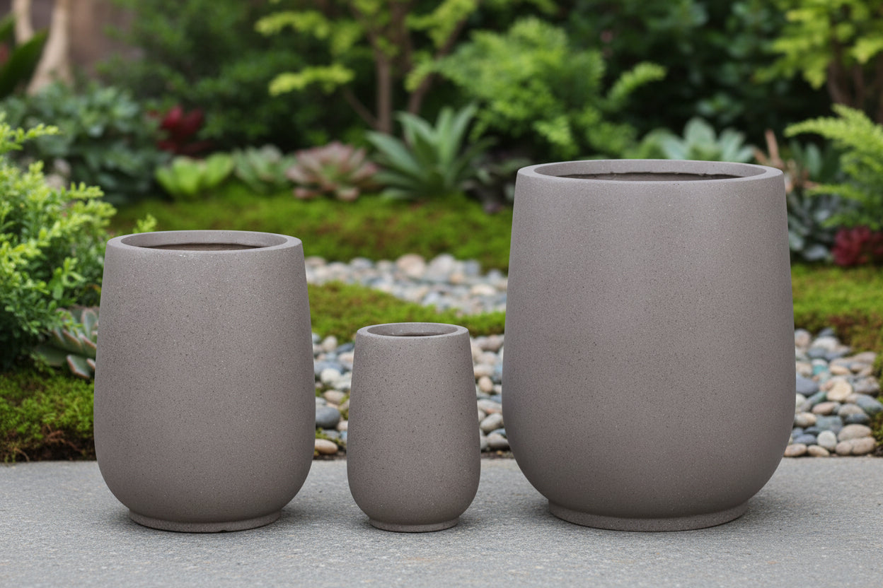Fiber Clay Tall Round Pot