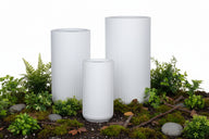 Tall Planter Dubai — White Lined Fiber Clay Floor Pot UAE — أصيص طويل
