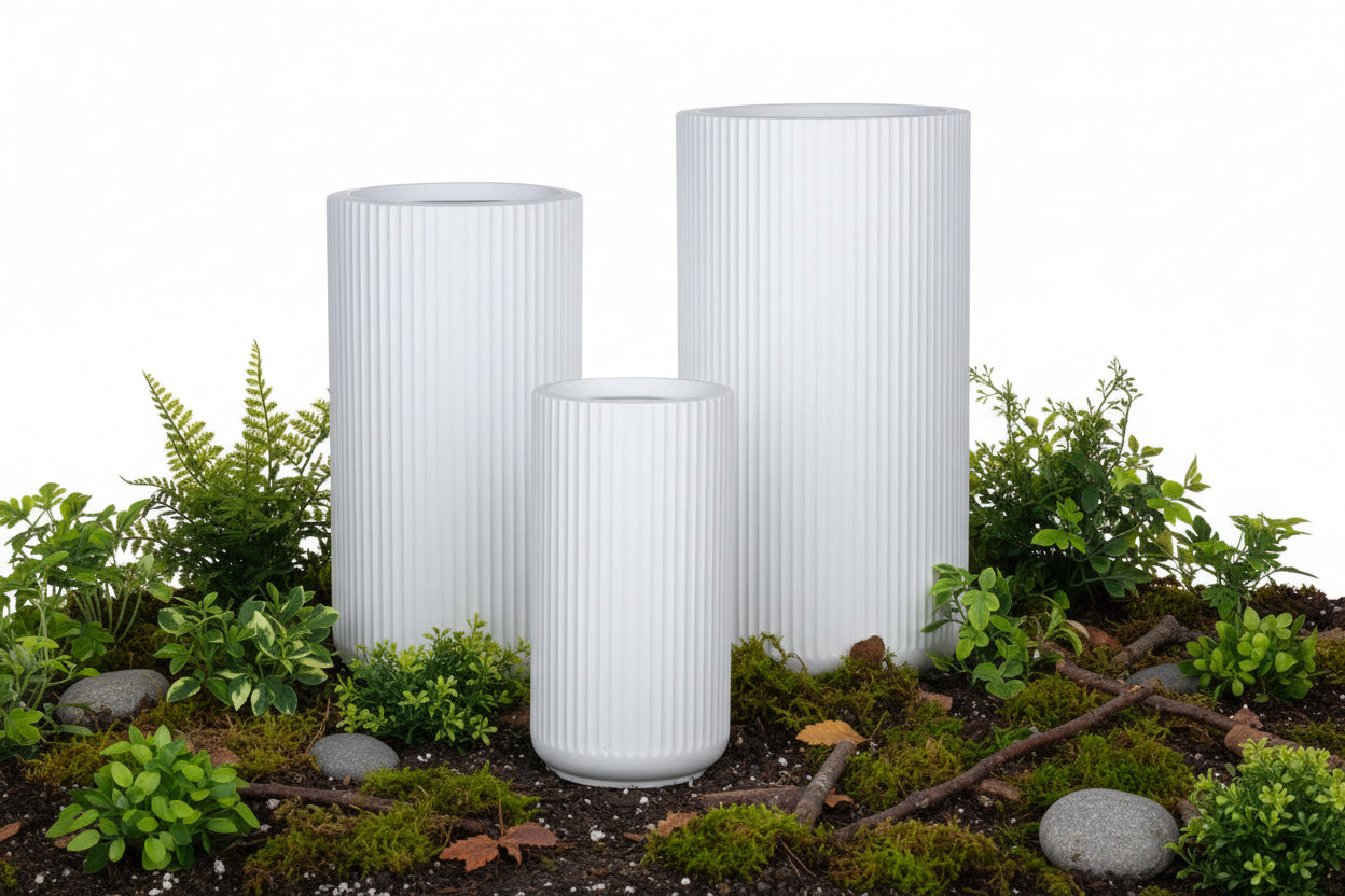 Lined White Fiber Planter